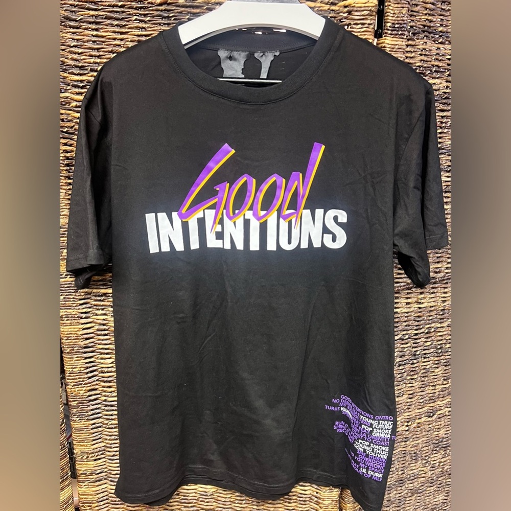 Vlone - Good Intentions‎ Black T-Shirt, Size: XLarge, Multiple imprint